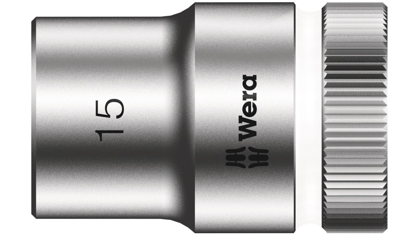 Wera 1/2 in Drive 15mm Standard Socket, 6 point, 37 mm Overall Length