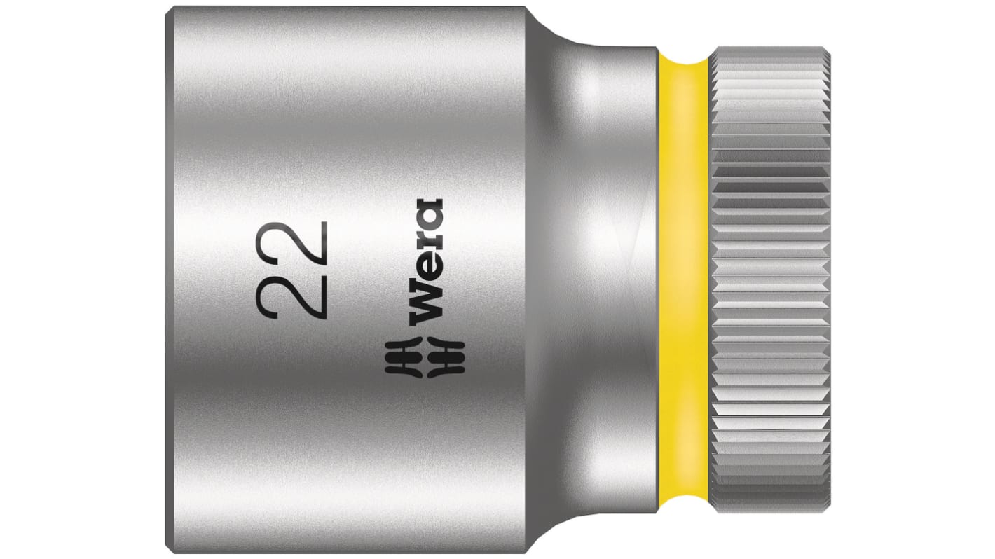 Wera 1/2 in Drive 22mm Standard Socket, 6 point, 37 mm Overall Length