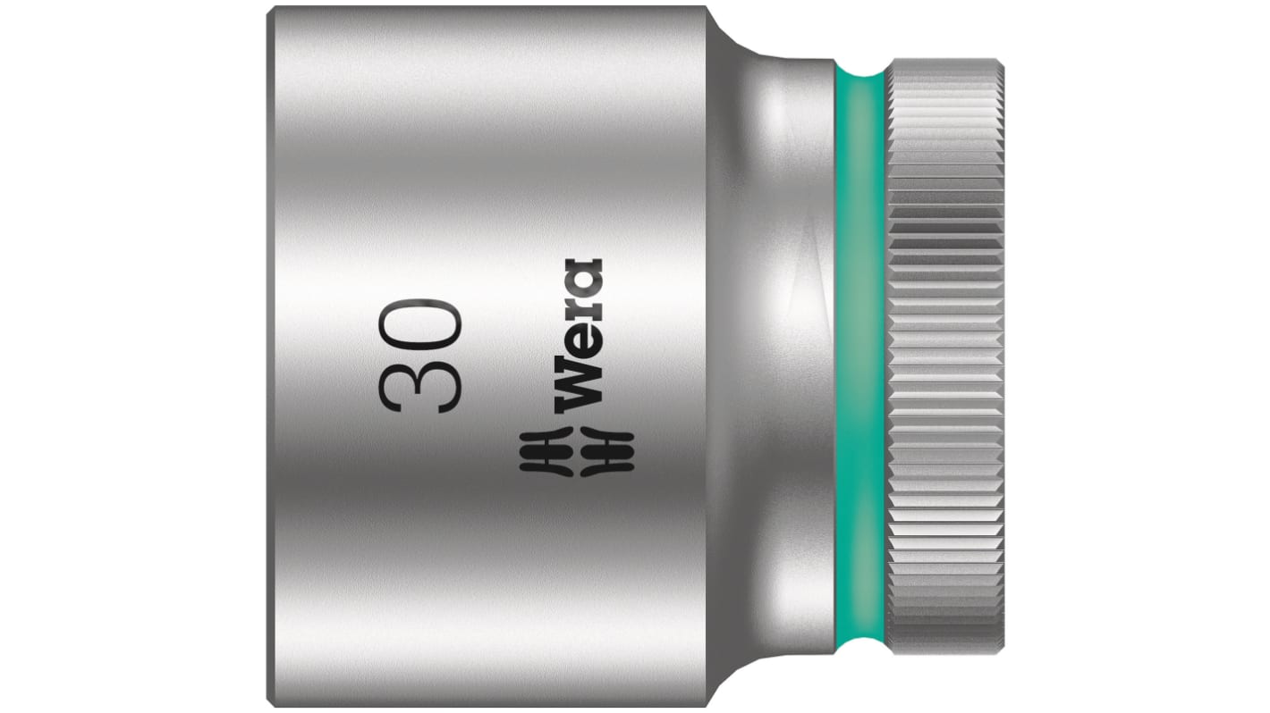 Wera 1/2 in Drive 30mm Standard Socket, 6 point, 42 mm Overall Length