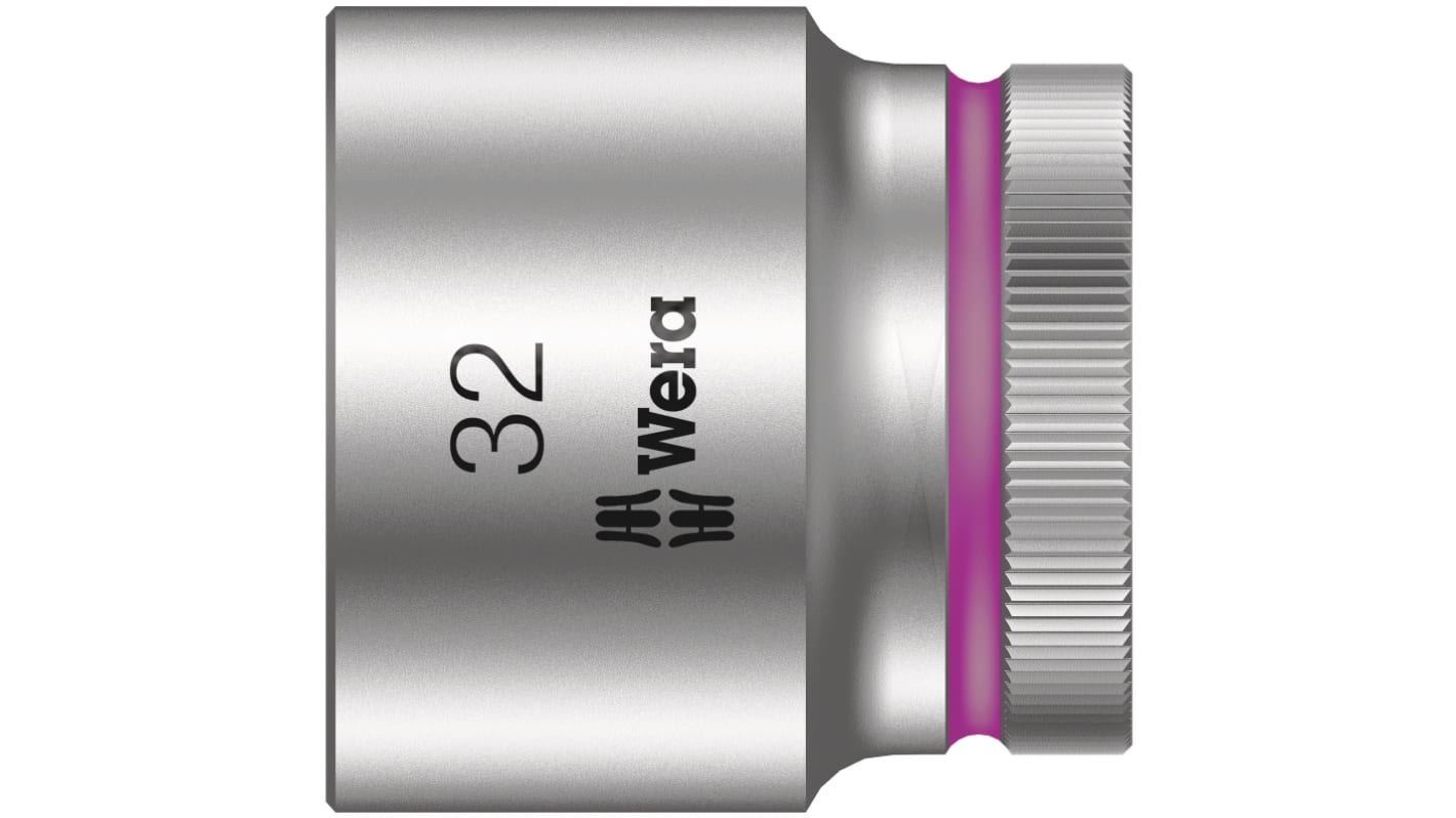 Wera 1/2 in Drive 32mm Standard Socket, 6 point, 42 mm Overall Length