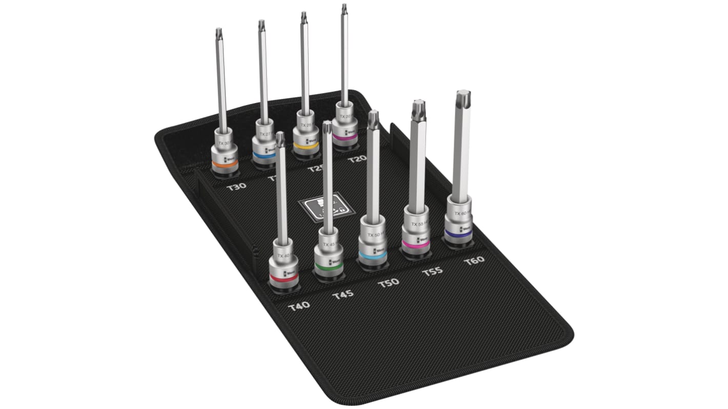 Wera 1/2 Zoll Vierkant T20 → T60 Torx-Bit Bit-Einsatz-Satz 9-teilig verchromt