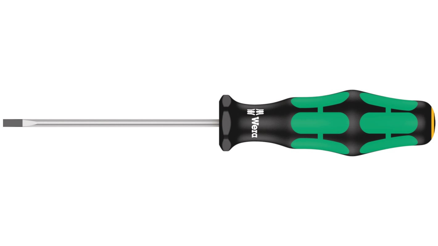 Wera Slotted  Screwdriver, 2.5 mm Tip, 75 mm Blade, 145 mm Overall