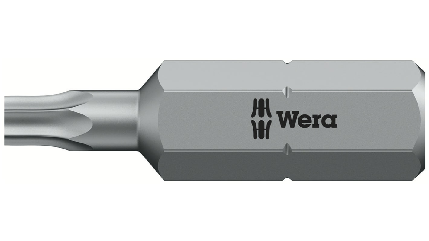 Wera Tamperproof Torx Screwdriver Bit, T9 Tip, 25 mm Overall