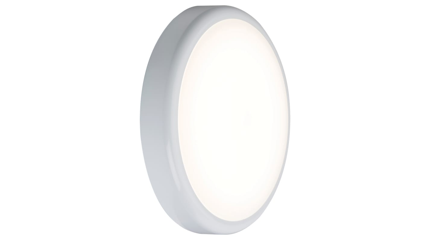 Knightsbridge Round LED Bulkhead Light, 20 W, 230 V ac, Lamp Supplied, IP44, BT