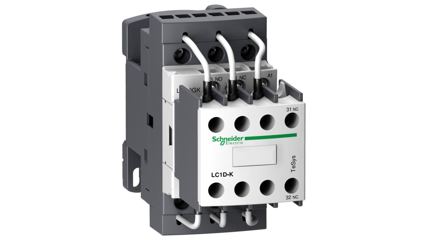 Schneider Electric LC1D Series Contactor, 400 V ac Coil, 3-Pole, 21 A, 16 kVar, 3NO, 690 V ac