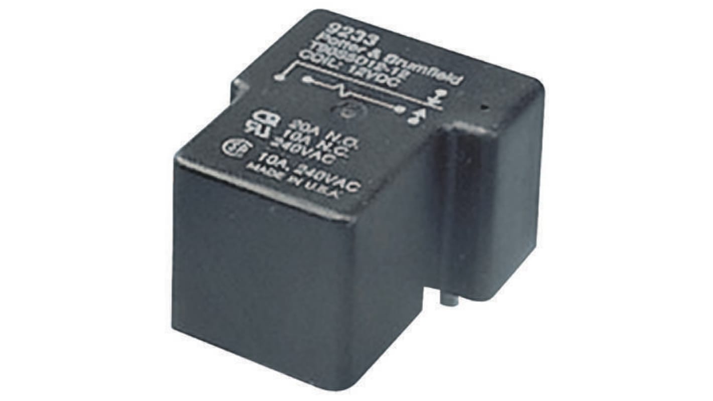 TE Connectivity PCB Mount Non-Latching Relay, 12V dc Coil, 30A Switching Current, SPST