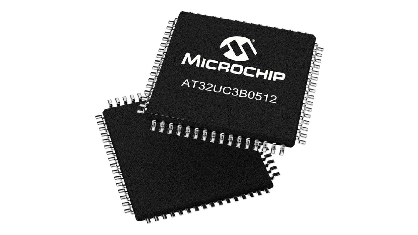 Microchip AT32UC3B0512-A2UT, 32bit AVR32 Microcontroller, AT32, 60MHz, 512 kB Flash, 64-Pin TQFP