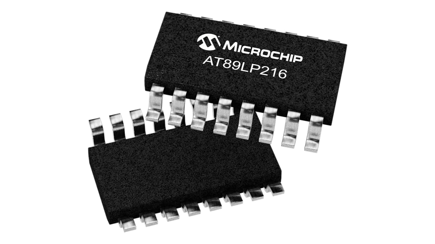 Mikrokontroler Microchip AT89LP SOIC 16-pinowy Montaż powierzchniowy 8051 2 kB 8bit 20MHz RAM:128 B Flash 2,4 →