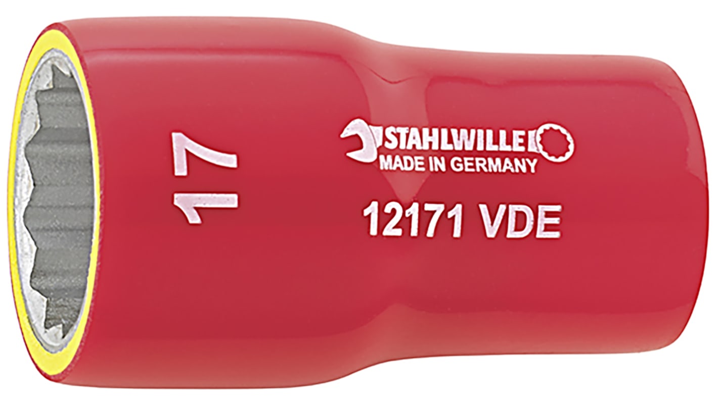 STAHLWILLE 3/8 in Drive 12mm Insulated Standard Socket, 12 point, VDE/1000V, 46 mm Overall Length