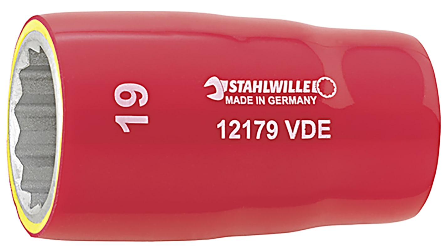 STAHLWILLE 1/2 in Drive 22mm Insulated Standard Socket, 12 point, VDE/1000V, 60 mm Overall Length