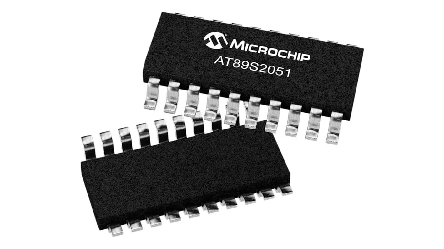 Microcontrolador Microchip AT89S2051-24SU, núcleo 8051 de 8bit, RAM 256 B, 24MHZ, SOIC de 20 pines