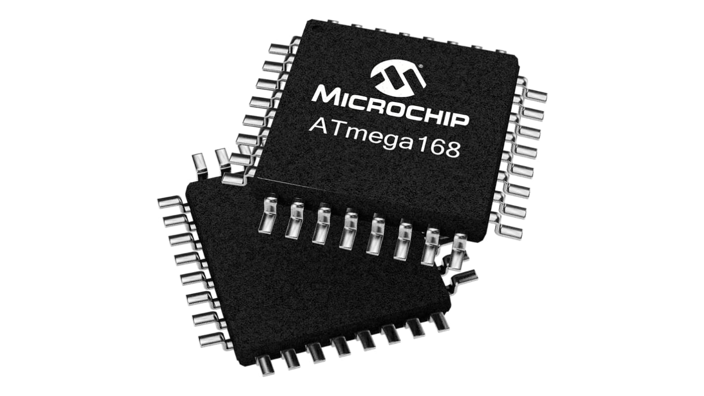 Microcontrolador Microchip ATMEGA168PA-MU, núcleo AVR de 8bit, RAM 1 kB, 20MHZ, VQFN de 32 pines