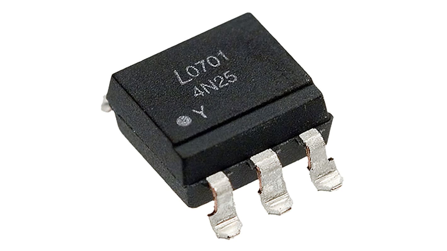 Optoacoplador Lite-On 4N25 de 1 canal, Vf= 1.5V, Viso= 2,5 kVrms, IN. DC, OUT. Transistor, mont. superficial,