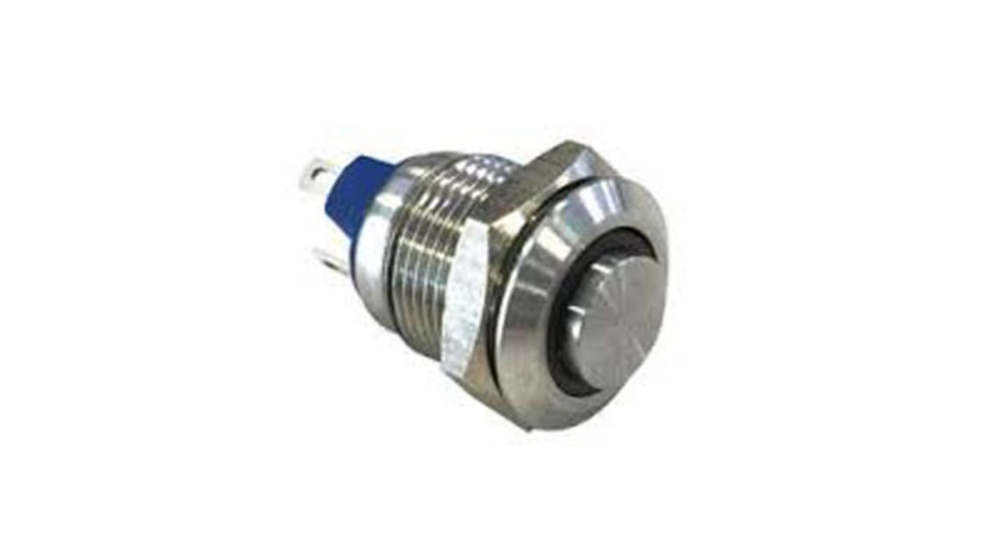 Bulgin MAV0120 Series Illuminated Push Button Switch, Momentary, Panel Mount, 12mm Cutout, SPST, Blue LED, 36V dc, IP67