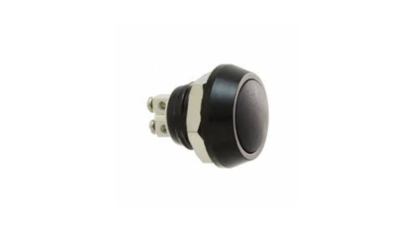 Bulgin Push Button Switch, Momentary, Panel Mount, 12mm Cutout, SPST, 36V dc, IP67