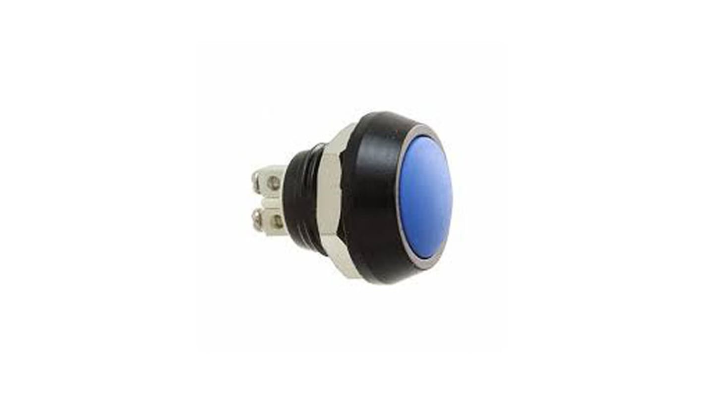 Bulgin Push Button Switch, Momentary, Panel Mount, 12mm Cutout, SPST, 36V dc, IP67