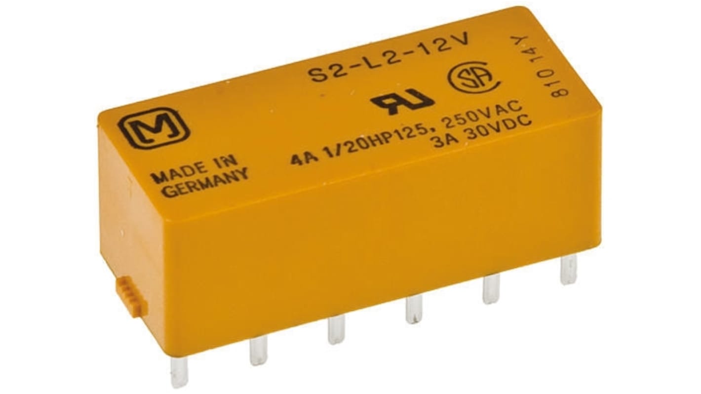 Panasonic PCB Mount Latching Power Relay, 12V dc Coil, 3A Switching Current, DPDT