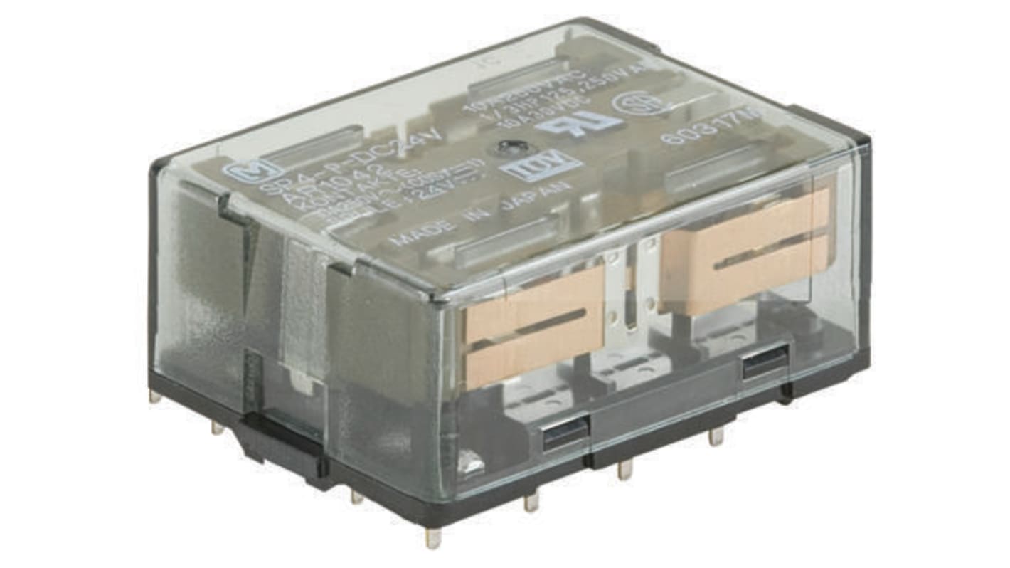 Panasonic 4PDT Non-Latching Relay PCB Mount, 12V dc Coil, 10 A