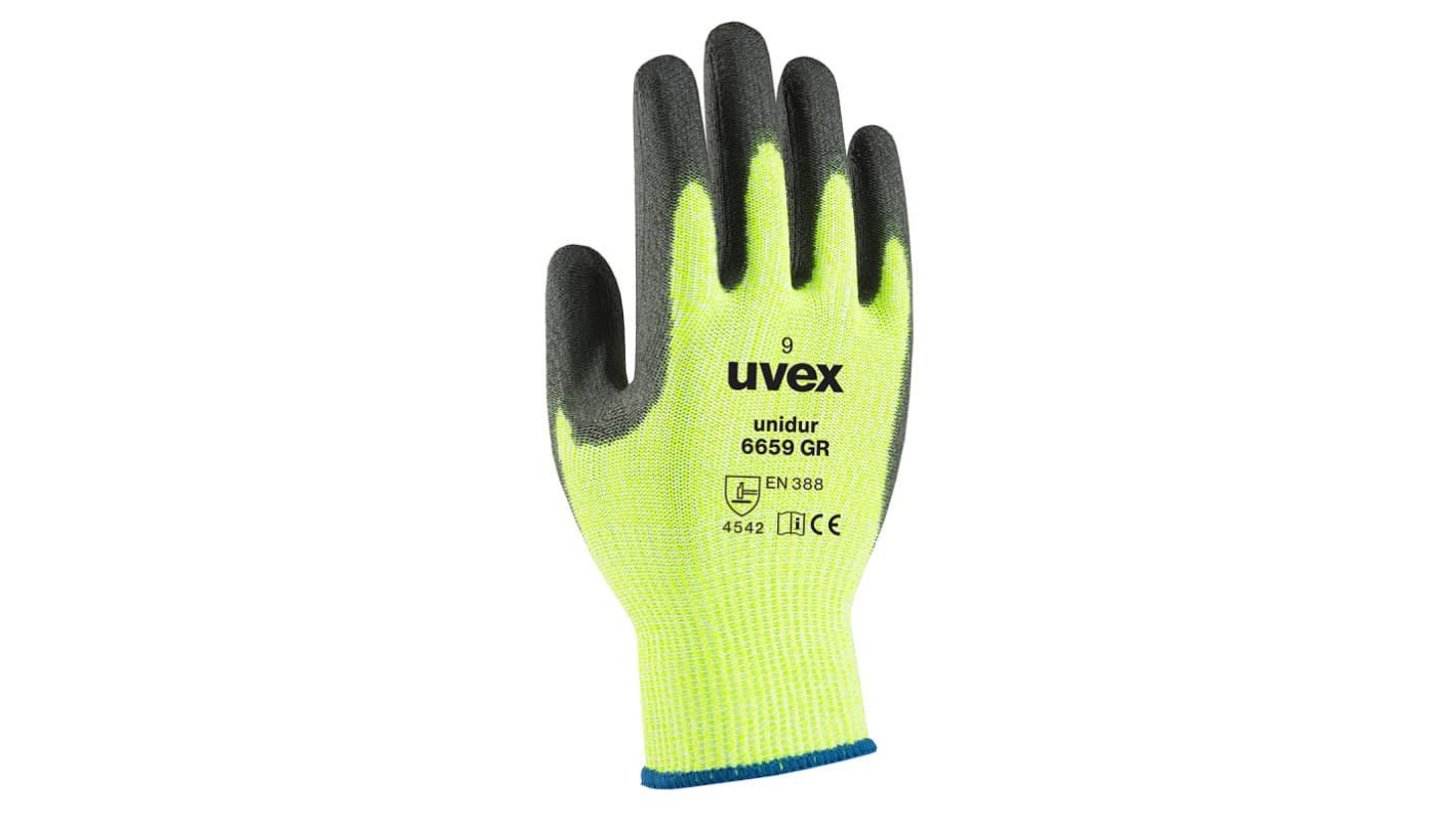 Uvex Unidur 6659 GR Green Glass Fibre, HPPE Cut Resistant Work Gloves, Size 9, Large, NBR Coating