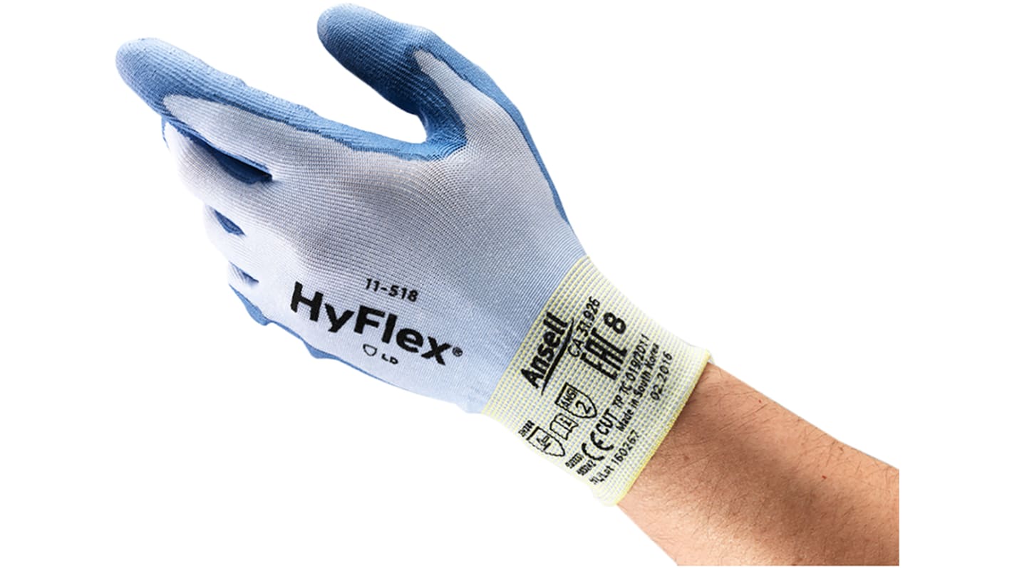 Ansell HyFlex Handsker, Nylon, Polyuretan, Blå, Skærefast, 8, M, EN388:3331