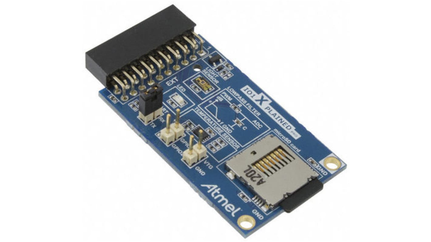 Placa de evaluación I/O1 Xplained Pro de Microchip, con núcleo ARM Cortex M0+