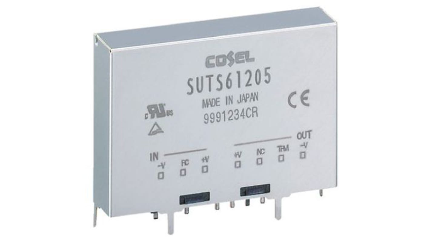 Cosel SUTS DC-DC Converter, 12V dc/ 500mA Output, 36 → 76 V dc Input, 6W, PCB Mount, +85°C Max Temp -40°C Min
