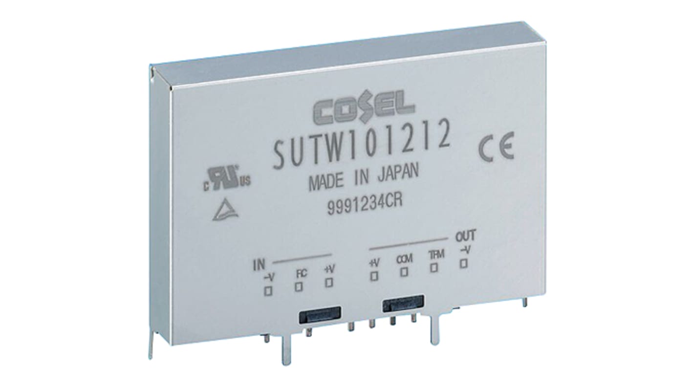 Cosel SUTW DC/DC-Wandler 10.8W 12 V dc IN, ±24V dc OUT / 450mA PCB-Montage 500V ac isoliert