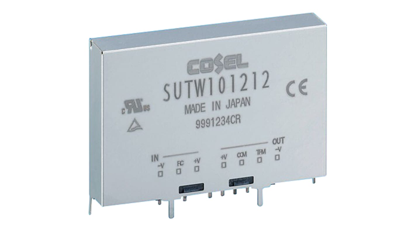 Cosel SUTW DC-DC Converter, ±15V dc/ 350mA Output, 36 → 76 V dc Input, 10.5W, PCB Mount, +85°C Max Temp -40°C