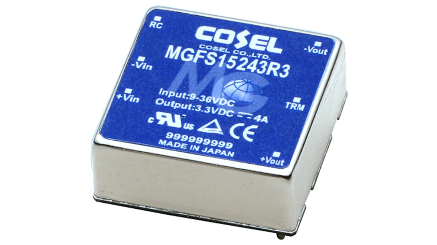 Convertisseur DC-DC Cosel, MGFS, Montage sur CI, 15.6W, 1 sortie, 12V c.c., 1.3A