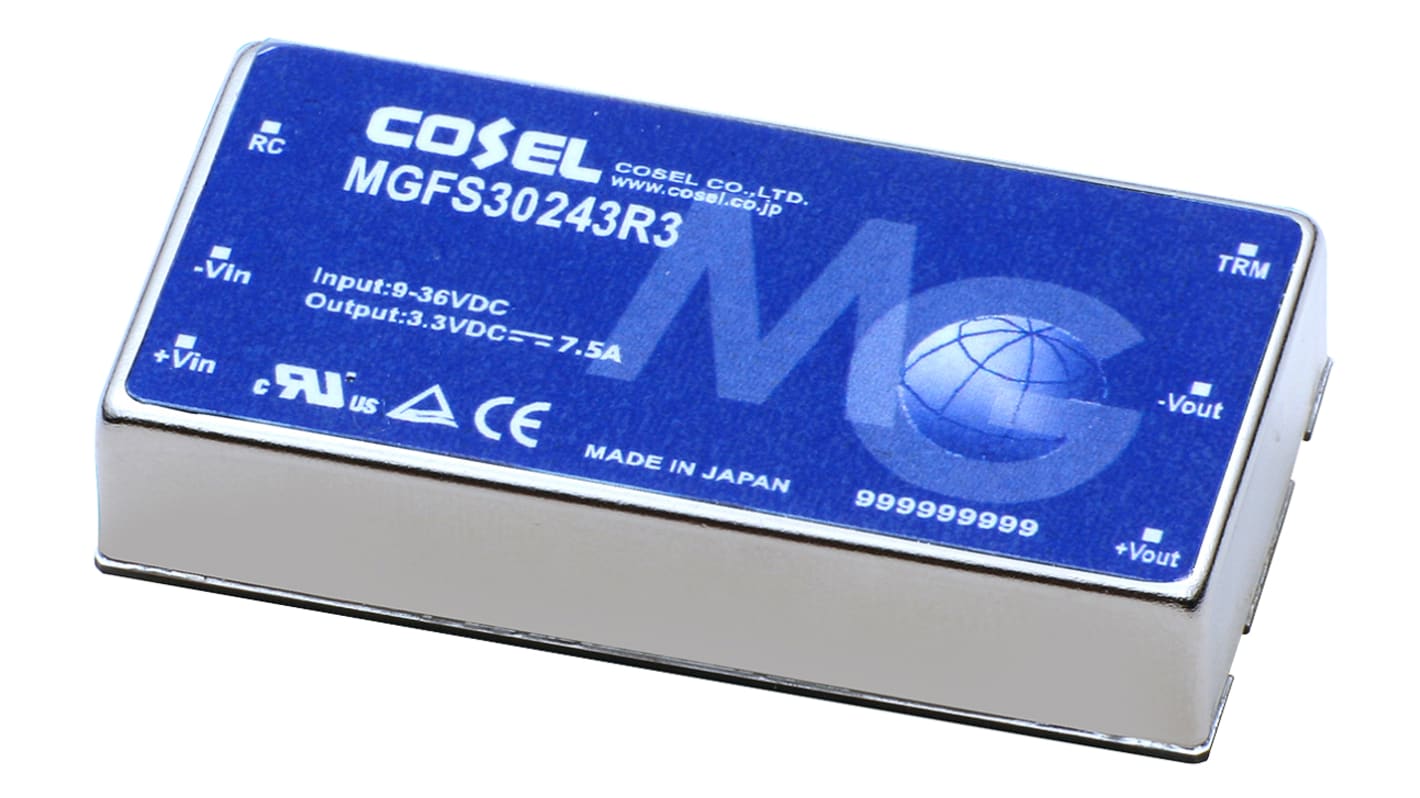 Cosel MGFS DC-DC Converter, 12V dc/ 2.5A Output, 9 → 36 V dc Input, 30W, PCB Mount, +85°C Max Temp -40°C Min Temp