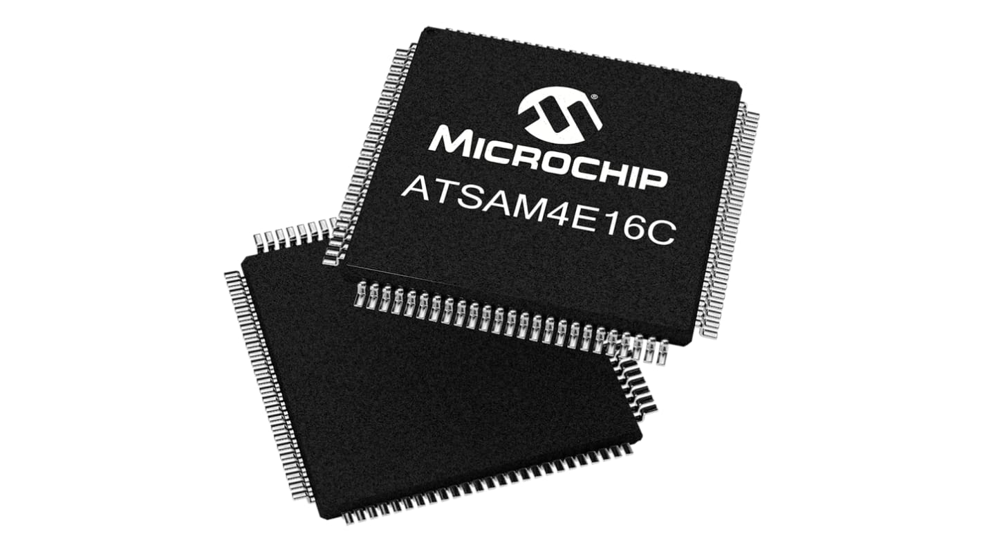 Microcontrollore Microchip, ARM Cortex M4, LQFP, SAM4E, 100 Pin, Montaggio superficiale, 32bit, 120MHz