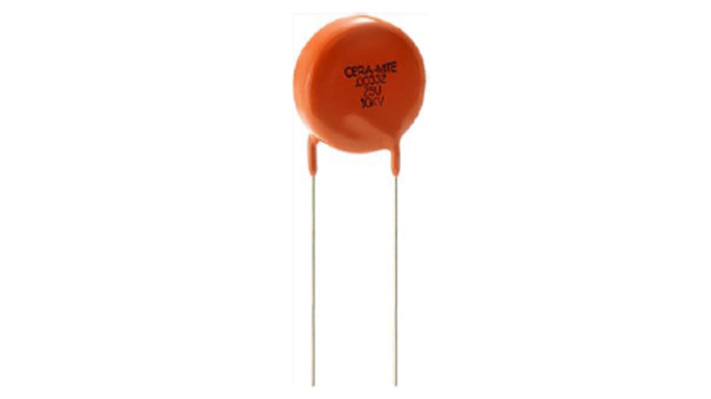 Vishay Single Layer Ceramic Capacitor (SLCC) 2.5nF 10kV dc -20 → +80% Z5U Dielectric, 615R, Through Hole +105°C