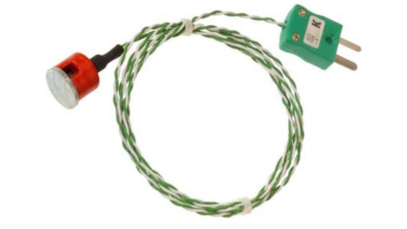 Thermocouple avec bouton magnétique RS PRO type K Ø 1/2pouce, L 2m, +250°C max à Fiche mâle miniature