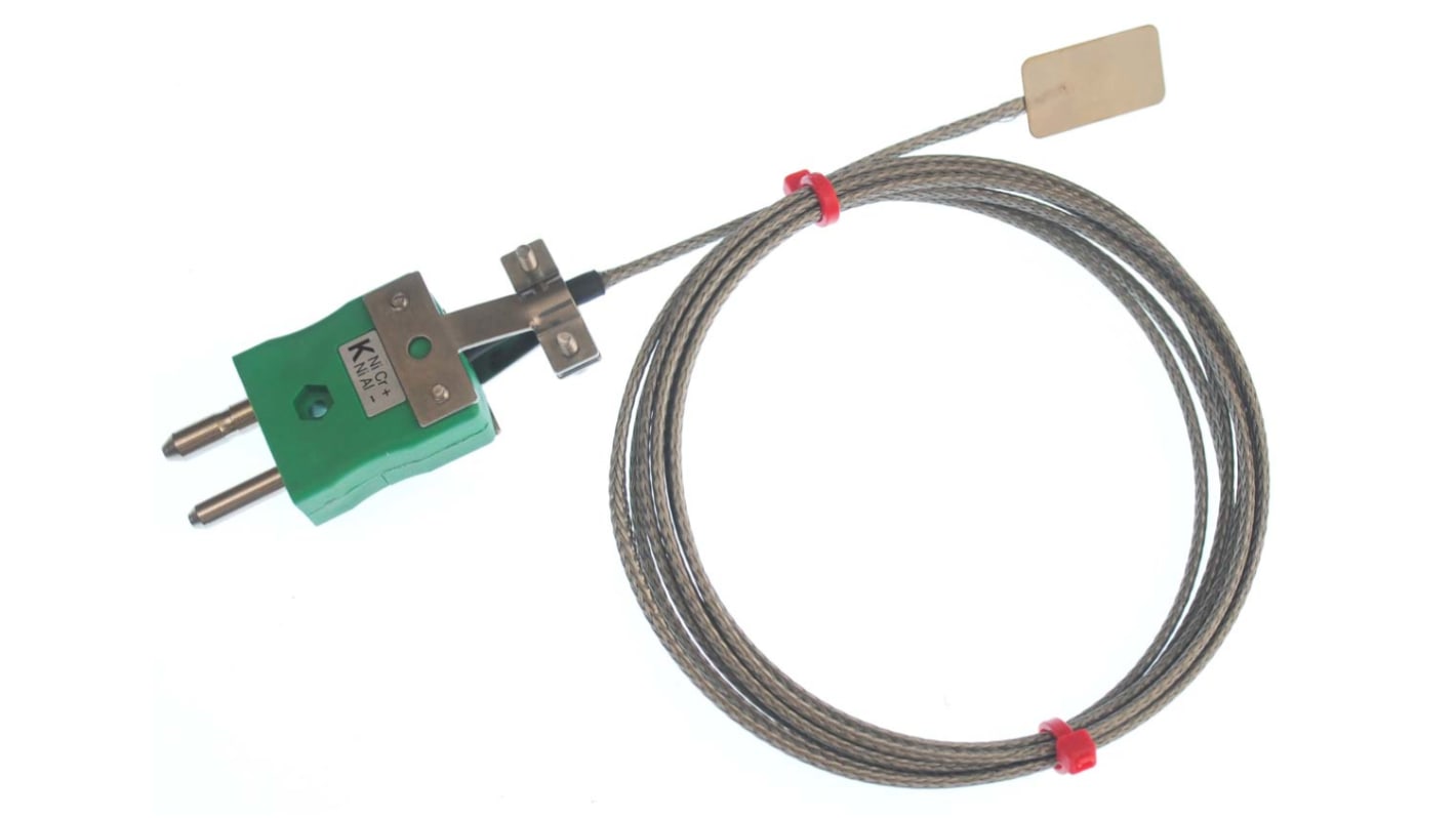 Termocoppia a foglia tipo K, Ø sonda 13mm, lungh. sonda 2m, +350°C