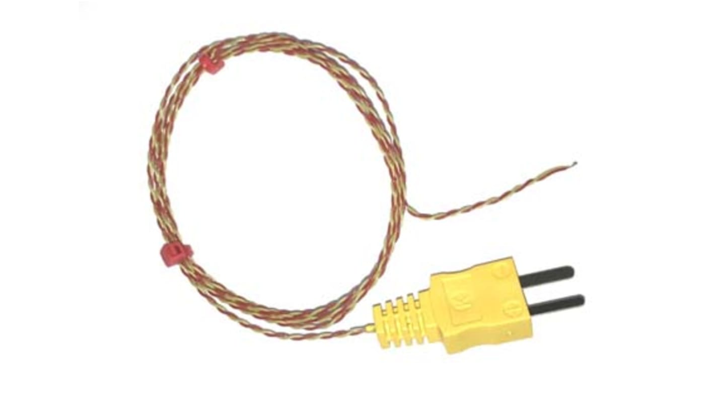 Thermocouple RS PRO type K, L 2m, +260°C max à Fiche mâle miniature