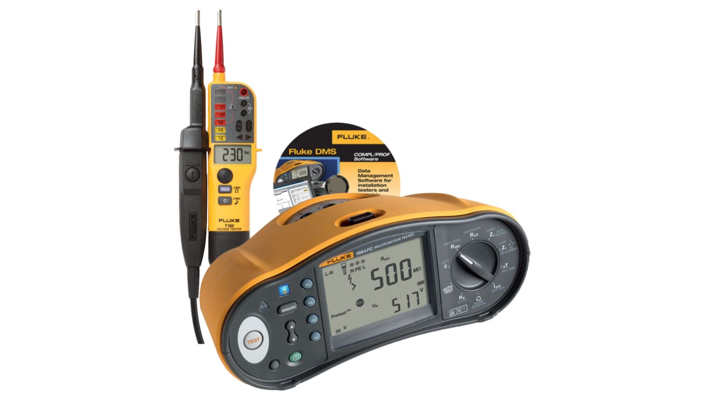 Fluke 1664 Multifunktionsprüfgerät Phase-Erde, Phase-Neutral autom.RCD Test 50 V, 100 V, 250 V, 500 V, 1000 V RCD