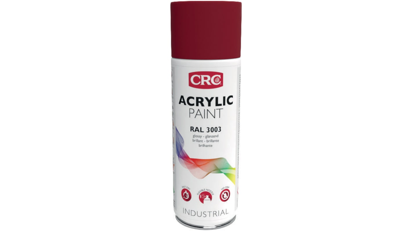 Pintura con aerosol CRC ACRYLIC PAINT de color Rojo Brillo, RAL 3003, de 400ml