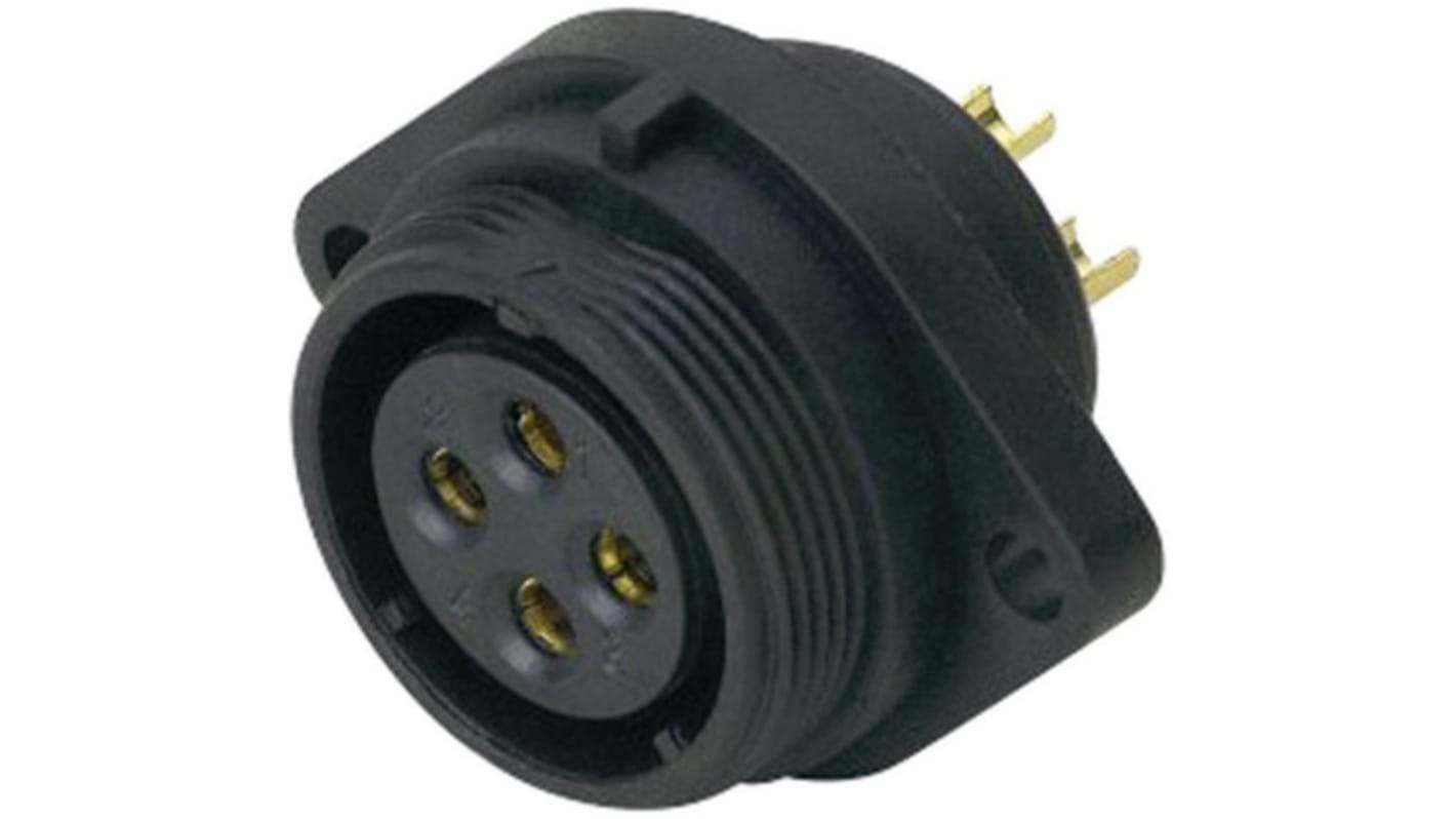 Conector circular RS PRO hembra de 4 vías hembra, Montaje de Reborde, IP68