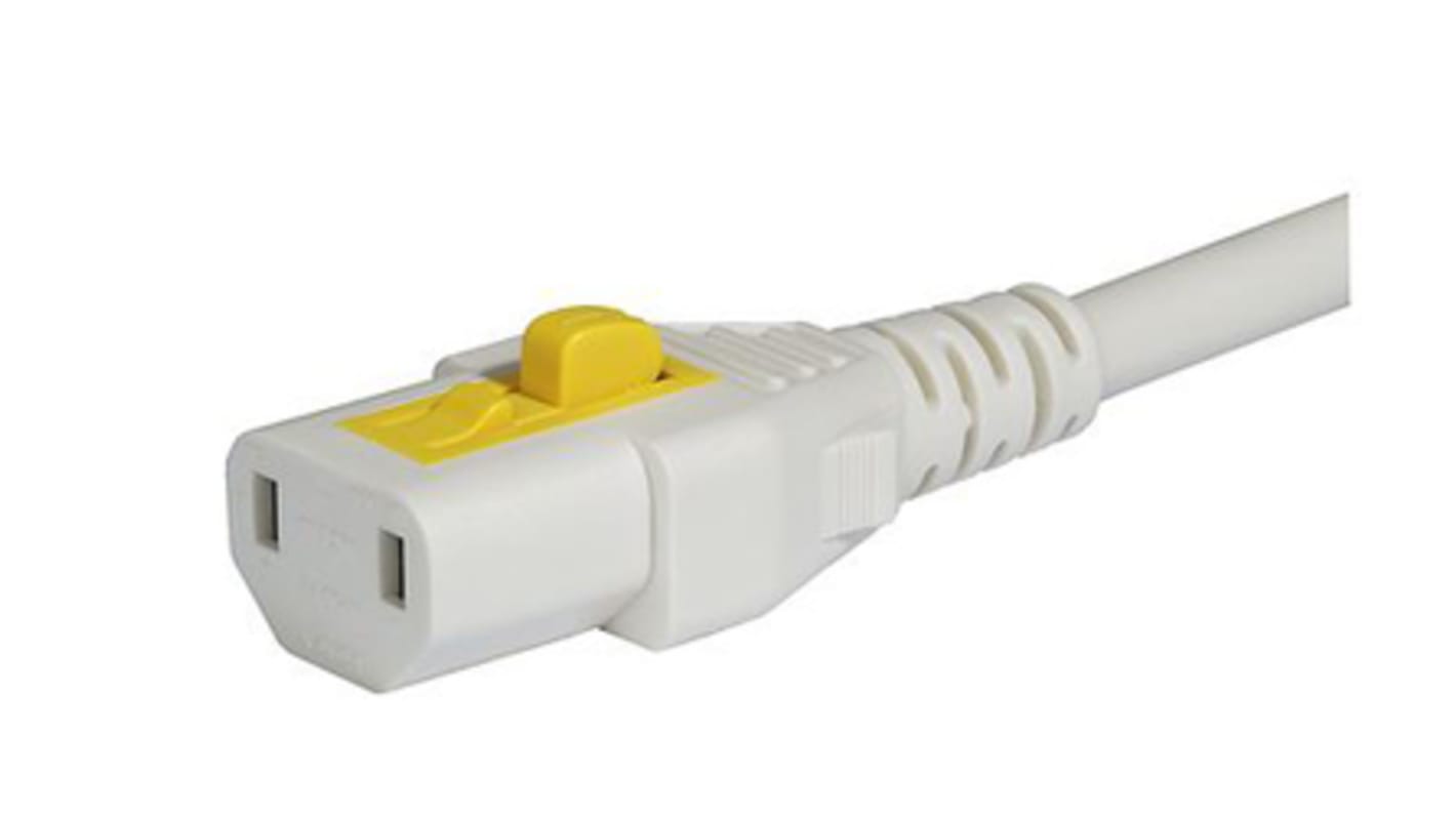 Cable de alimentación Schurter Blanco de 2m, con. A IEC C17, hembra, con. B Conector macho tipo A para EE. UU., macho,