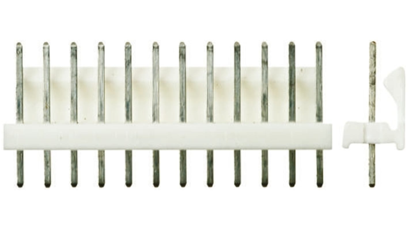TE Connectivity MTA-100 Series Straight Through Hole Pin Header, 12 Contact(s), 2.54mm Pitch, 1 Row(s), Unshrouded