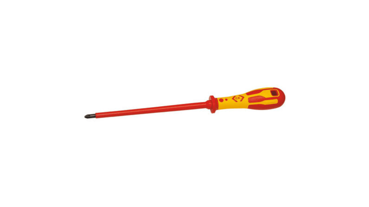 CK Pozidriv Insulated Screwdriver, PZ2 Tip, 200 mm Blade, VDE/1000V, 320 mm Overall