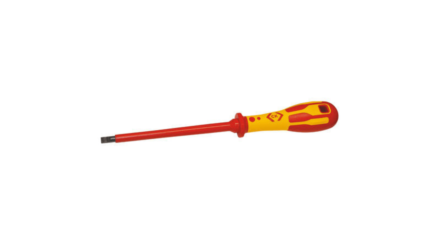 CK Slotted Insulated Screwdriver, 6.5 mm Tip, 150 mm Blade, VDE/1000V, 270 mm Overall