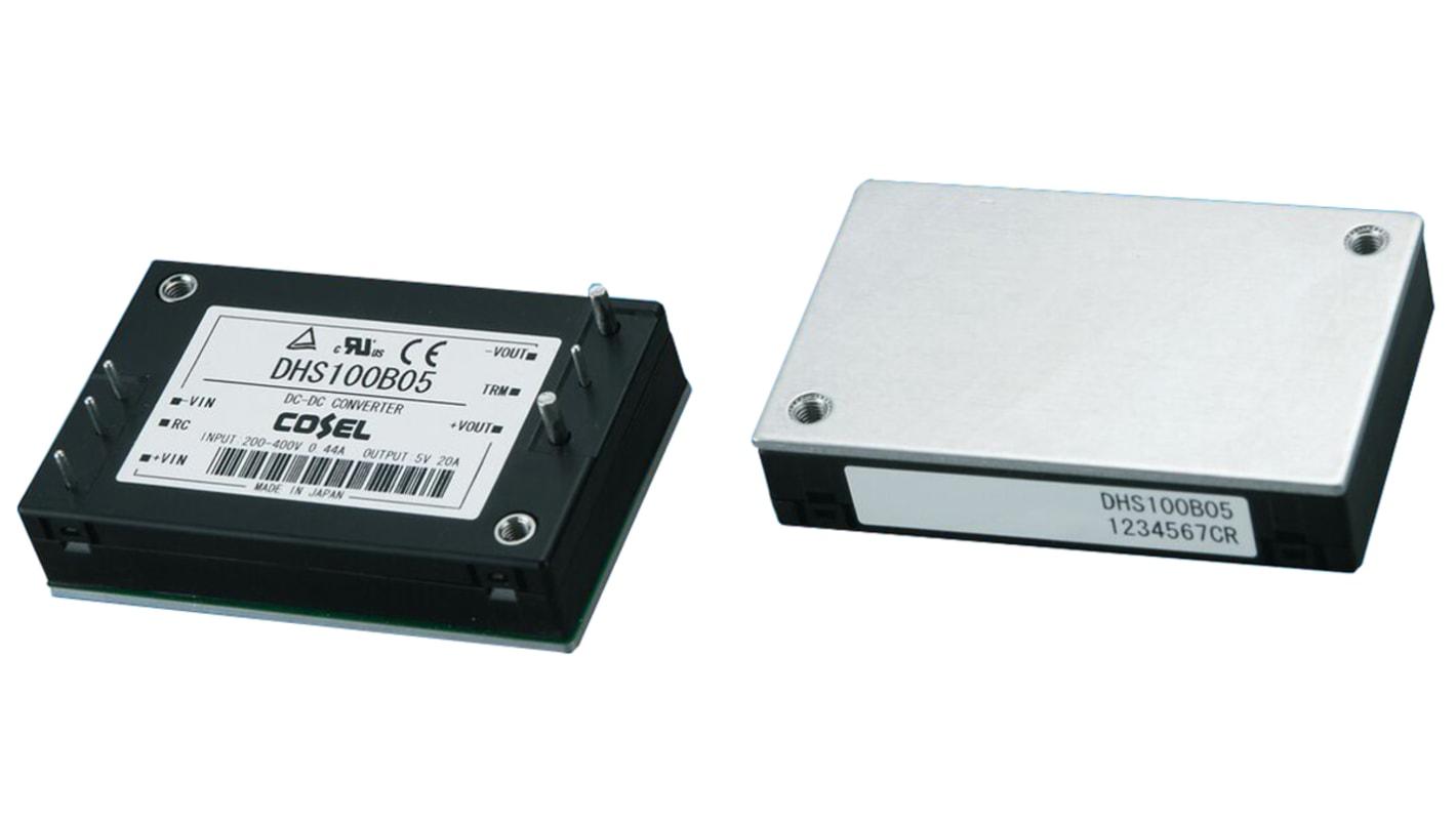 Cosel DHS DC-DC Converter, 12V dc/ 8.4A Output, 60 → 160 V dc Input, 100.8W, PCB Mount, +100°C Max Temp -40°C