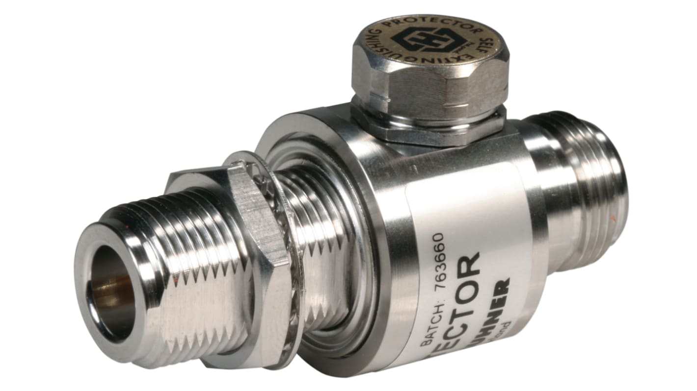 Huber+Suhner SSC-N230 Koax-Schutzableiter, Transienten Spannungsbegrenzer 20kA 170 V dc, Axial, 25.9 x 69mm, -40°C→+85°C