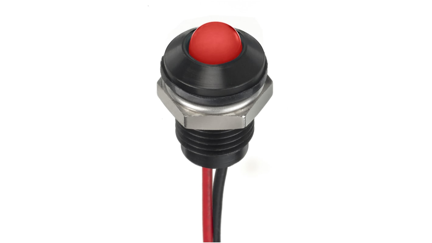 Indicador LED RS PRO, Rojo, lente prominente, Ø montaje 8mm, 1.8 → 3.3V dc, 20mA, 6000mcd, IP67