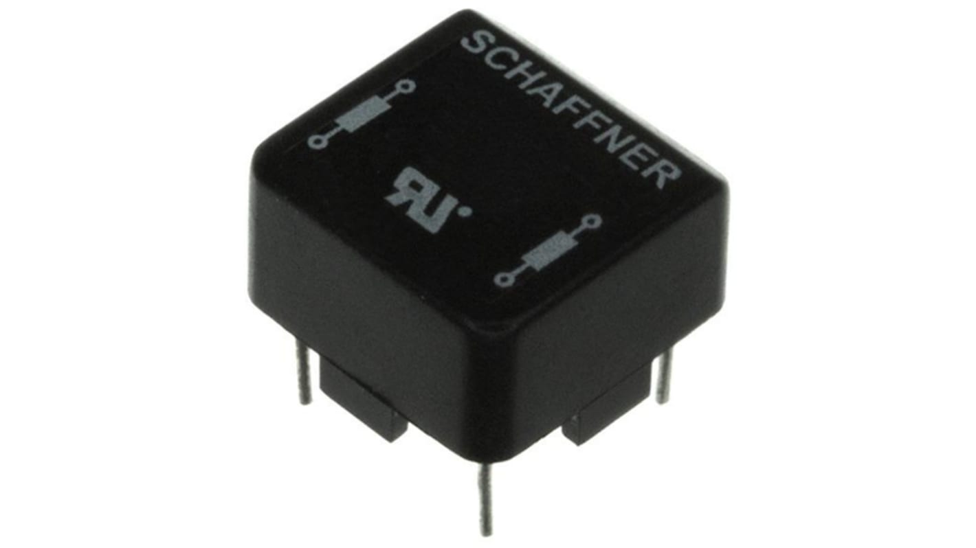 Inductores de modo común Schaffner, 94mΩ, 14 x 14 x 9mm, 1,5 A Montaje en orificio pasante, -40°C → +100°C. RN,