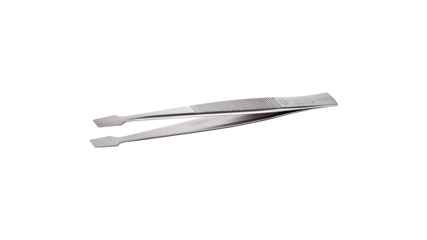 Brucelles ideal-tek 127.SA pointe Plat, Spatule, Carré en Acier au carbone, L. 105 mm