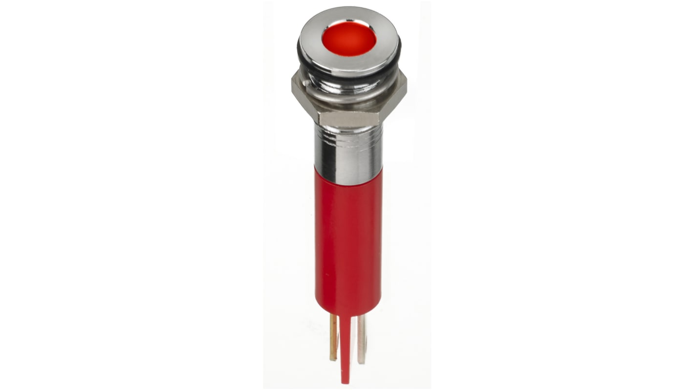 RS PRO Red Panel Mount Indicator, 2V dc, 8mm Mounting Hole Size, Faston, Solder Lug Termination, IP67