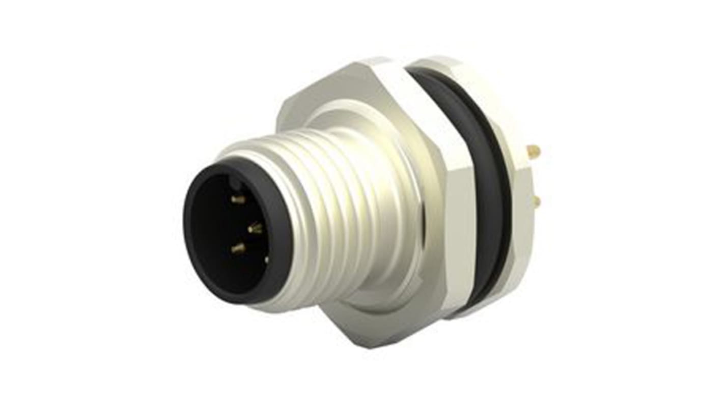 TE Connectivity Circular Connector, 5 Contacts, Rear Mount, M12 Connector, Socket, Male, IP67, M12 Series