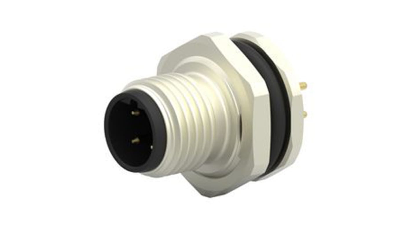 TE Connectivity Circular Connector, 4 Contacts, Rear Mount, M12 Connector, Socket, Male, IP67, M12 Series